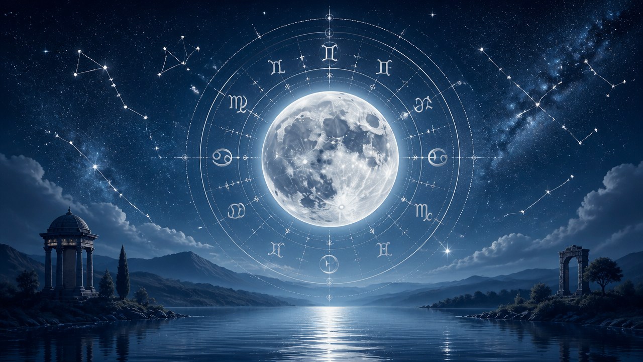 Arte editorial mística sobre Lua no Mapa Astral: significado, emoções e influência