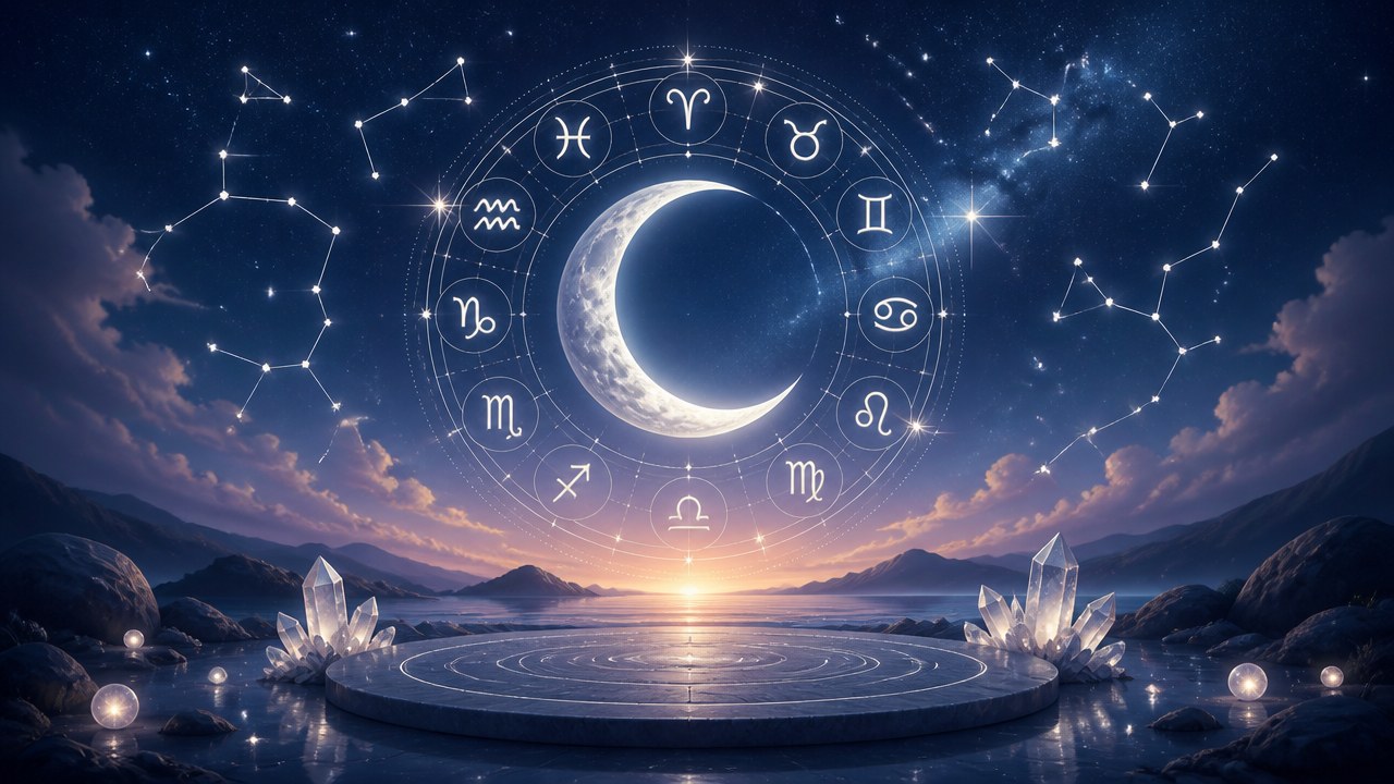 Arte editorial mística sobre Horóscopo do dia de hoje (05/09/2026): previsões dos signos para Sábado