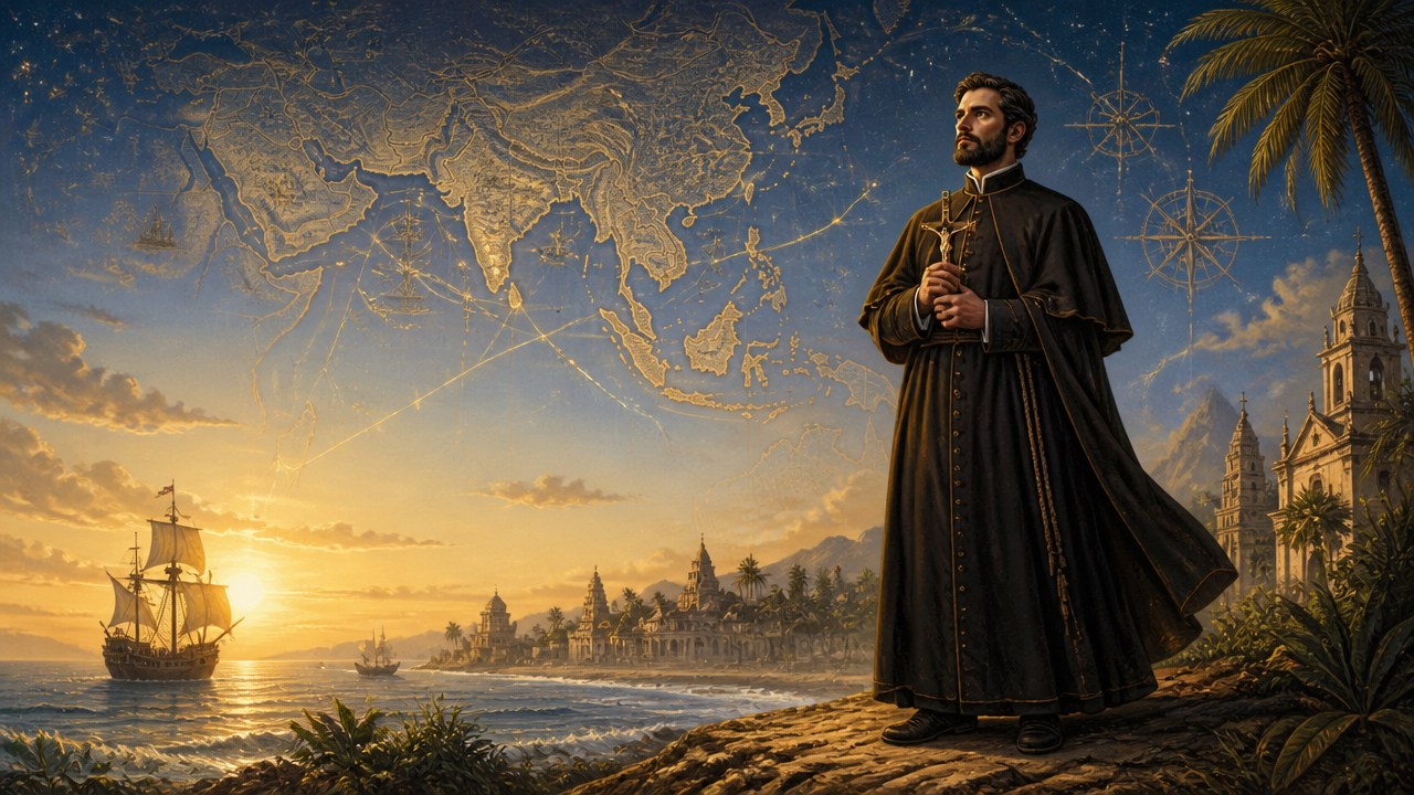 Arte editorial mística sobre Dia de São Francisco Xavier: conheça a história e o legado do santo