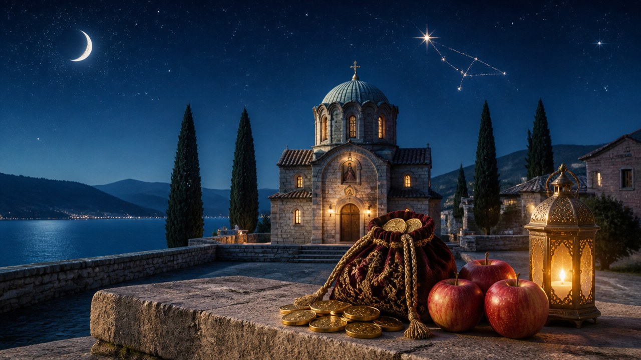 Arte editorial mística sobre São Nicolau: o santo que inspirou a tradição do Papai Noel
