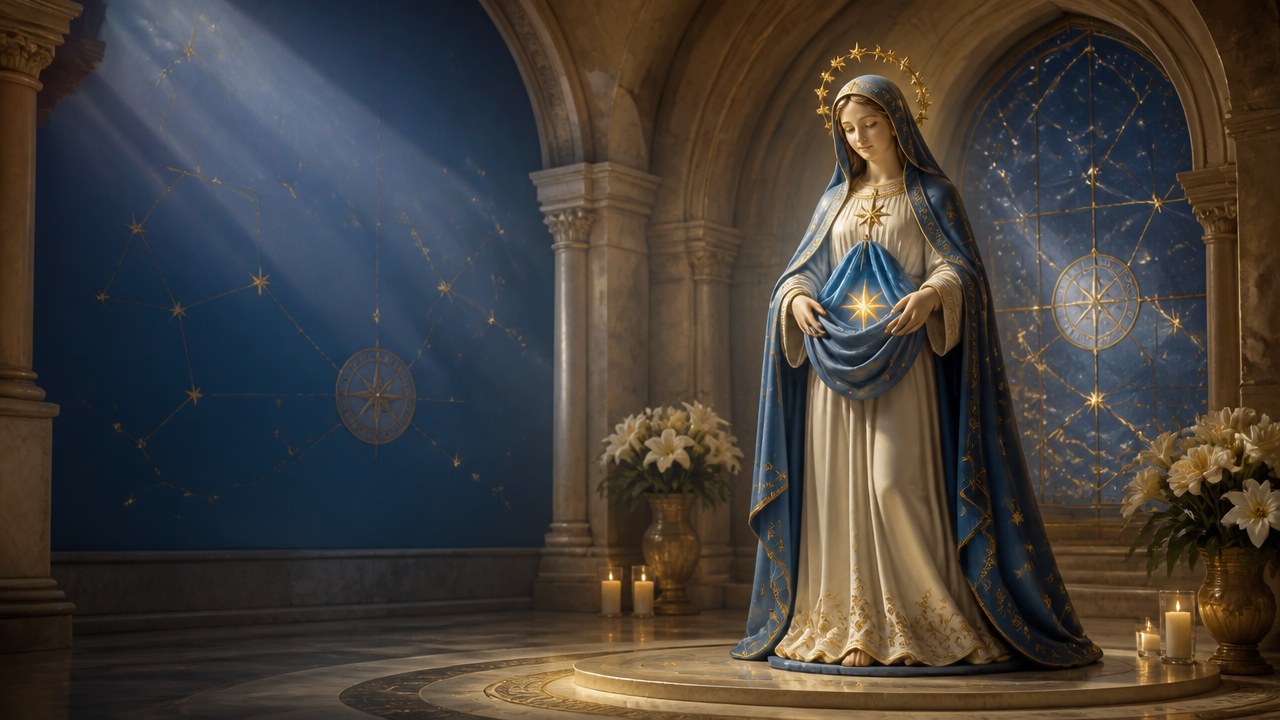 Arte editorial mística sobre Nossa Senhora do Bom Parto: história, significado e oração