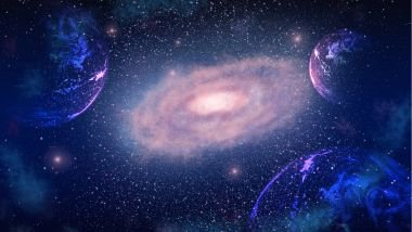 Imagem do universo e de vários planetas simbolizando a saga do filme Star Wars