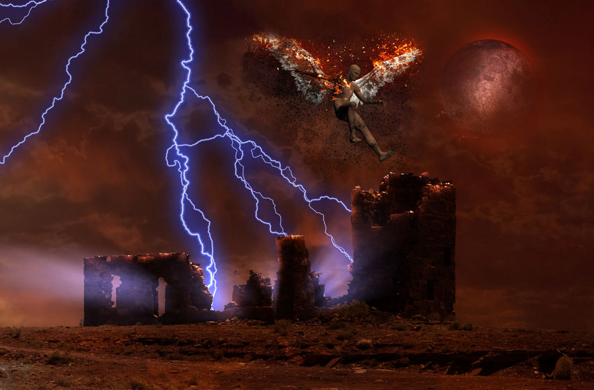 Representação de anjo caído.