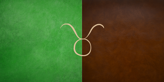 verde e marrom com símbolo de touro