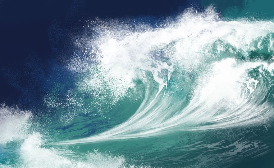 Onda gigante à noite