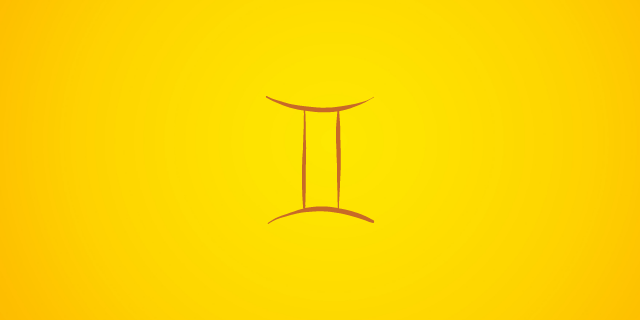 amarelo com símbolo de gêmeos 