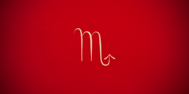 vermelho com o símbolo de escorpião