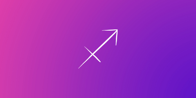 roxo com o símbolo de sagitário 