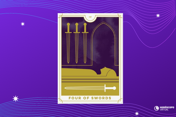 Representação da carta 4 de Espadas