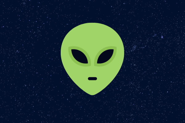 Ilustração de óvni em um céu estrelado