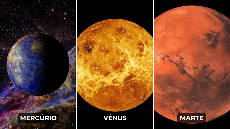 Imagem dos planetas pessoais: Mercúrio, Vênus e Marte