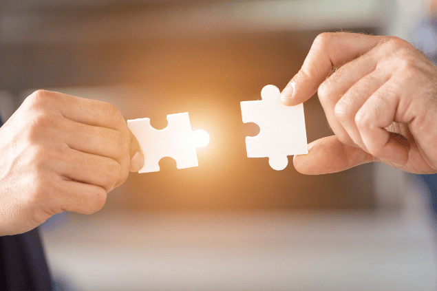 Conexão entre duas peças de um quebra cabeça