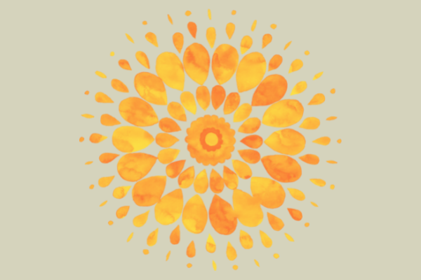 Mandala amarela e laranja.