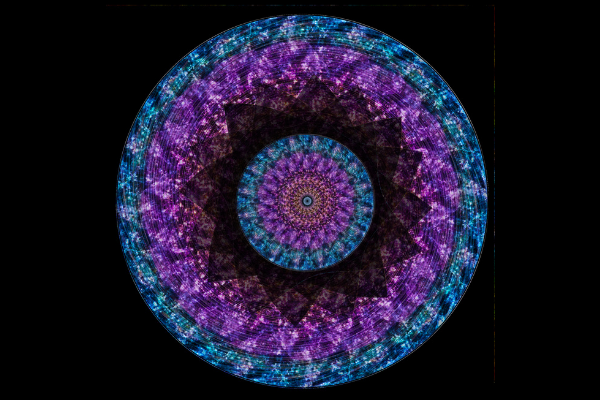 Mandala azul e roxo.