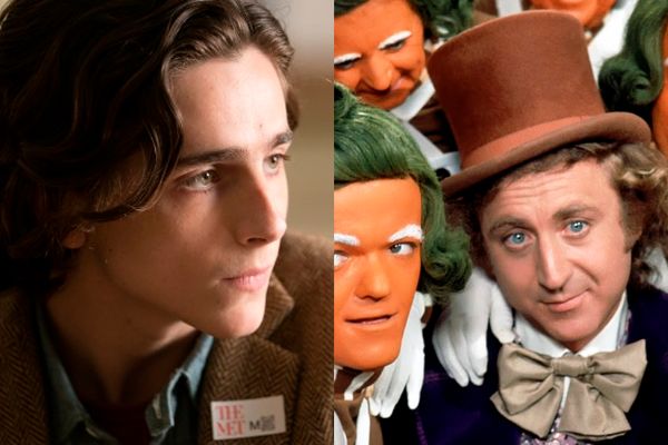 Timothée Chalamet e cena do filme A fantástica fábrica de chocolate