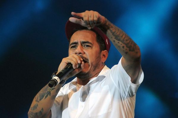 Marcelo D2 cantando em um show