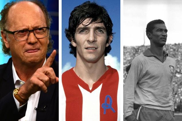 Imagem dos 3 craques das copas do mundo de futebol do signo de libra: Falcão, Paolo Rossi e Didi