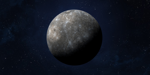 Planeta Mercúrio no meio do Universo