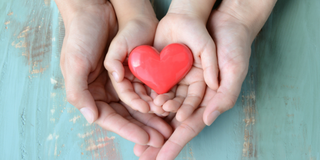 Duas mãos segurando um coração