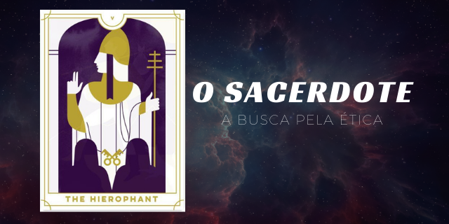 Imagem da carta do sacerdote à esquerda de uma galáxia