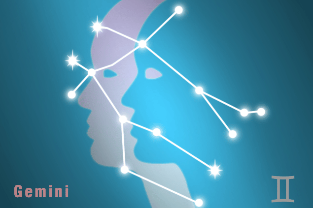 No foco da imagem, há o símbolo do signo de Gêmeos.