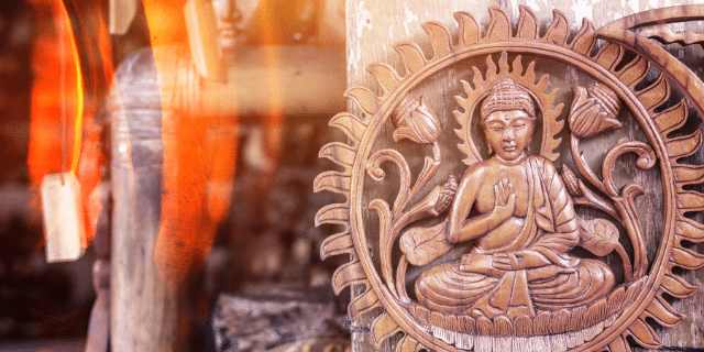 Objeto que representa a religião do Budismo. 