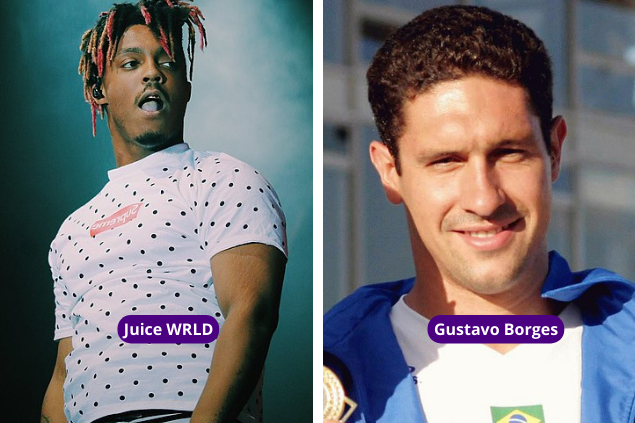 Fotos do rapper Juice Wrld e o nadador Gustavo Borges