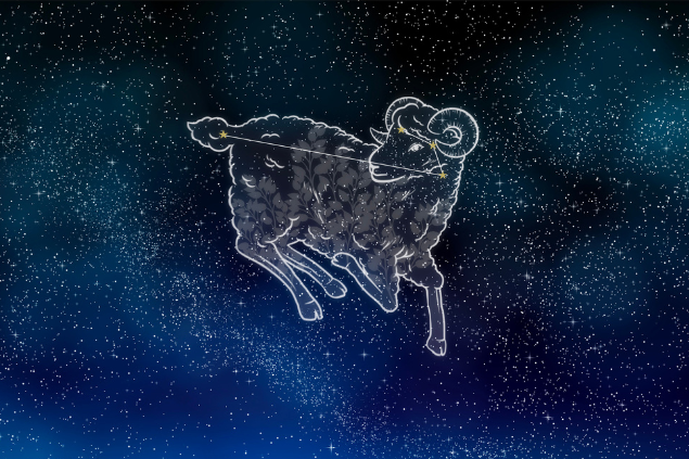 Desenho do cordeiro nas estrelas, representando o símbolo de áries.