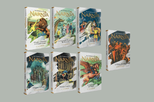 Capas de 7 livros da Saga 