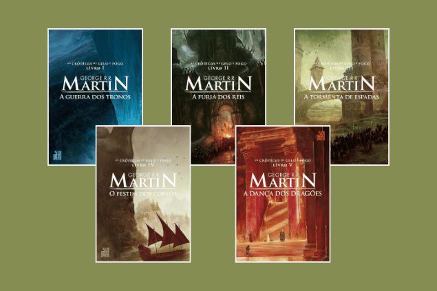 Capas de 5 livros da Saga 