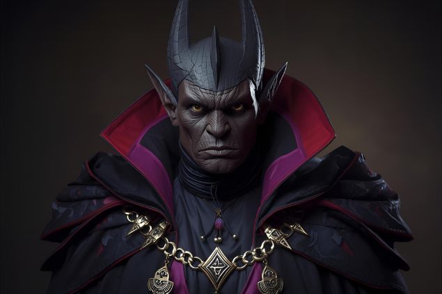 Imagem do Exu Morcego da Umbanda. Ele usa roupas em tons de preto e roxo, com detalhes em vermelho ou prata, representando poder, proteção e conexão com as forças espirituais mais densas. Possui uma aparência imponente e misteriosa, com olhar penetrante e atento, transmitindo firmeza, vigilância e segurança.