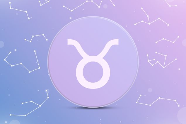 Imagem do logo do signo de touro na cor lilás.