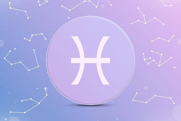 Imagem do logo do signo de peixes na cor lilás.