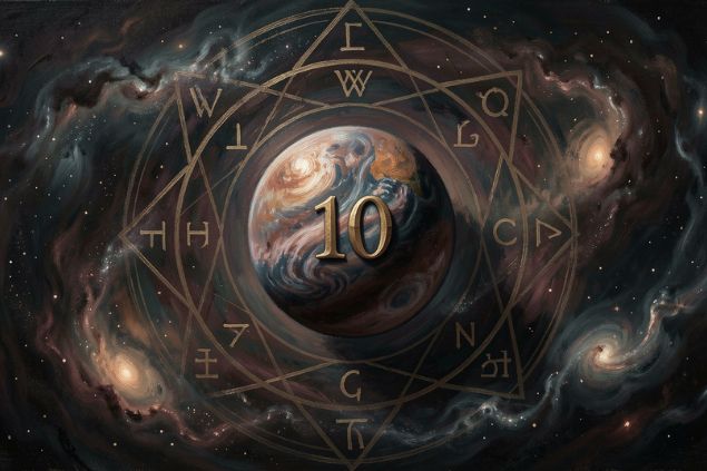 Imagem de Lilith dentro de uma mandala astrológica com o número 10 no centro