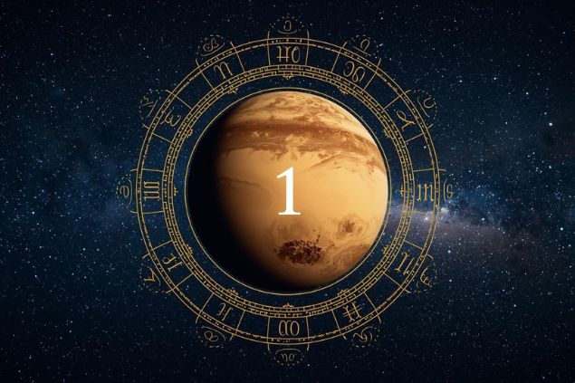 Canva/horoscopovIrtuAl Imagem do planeta plutão dentro de uma mandala astrológica com o número 1 no centro e ao fundo o universo com as estrelas.