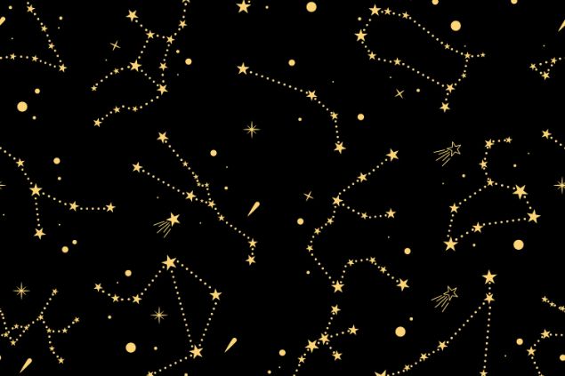 Imagem das constelações dos signos do zodíaco, representando os Signos Cardinais - Áries, Câncer, Libra e Capricórnio