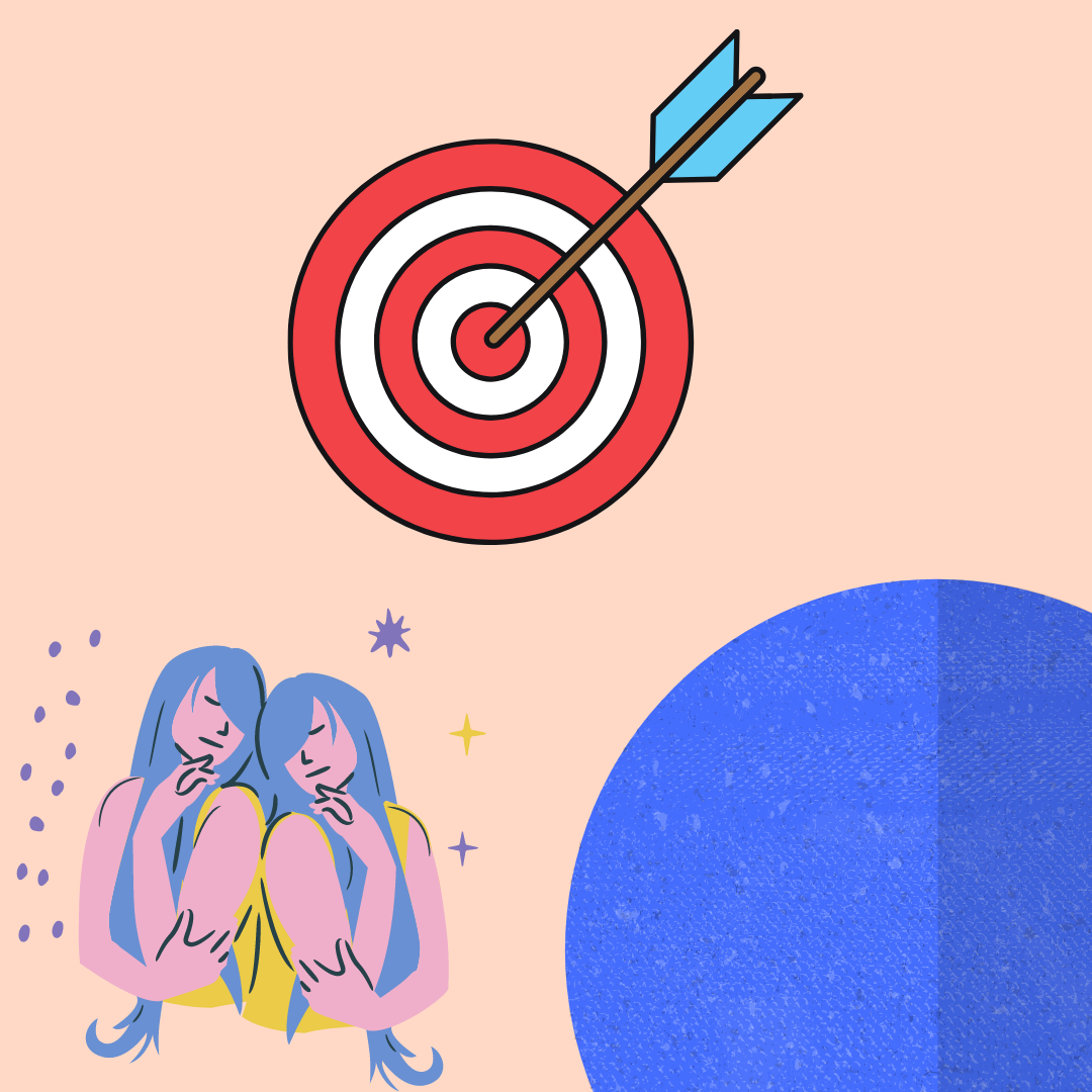 Representação dos desafios de Netuno em Gêmeos por meio da ilustração do planeta e um tiro ao alvo