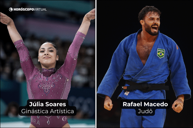 Montagem com os atletas olímpicos: Júlia Soares e Rafael Macedo.