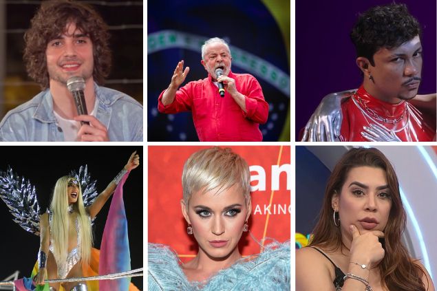 Grid: Fiuk, Lula, Xamã, Pabllo Vittar, Katy Perry, Naiara Azevedo.