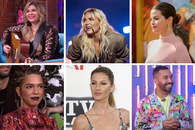 Grid: Marília Mendonça, Luísa Sonza, Selena Gomez, Maria, Gisele Bündchen e Gil do Vigor.