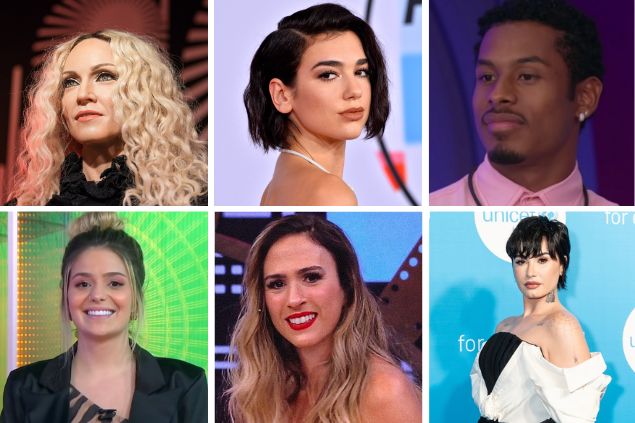  Grid: Madonna, Dua Lipa, Paulo André, Viih Tube, Tatá Werneck e Demi Lovato.