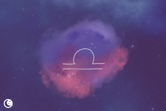 Símbolo do signo de libra com fundo estrelado 