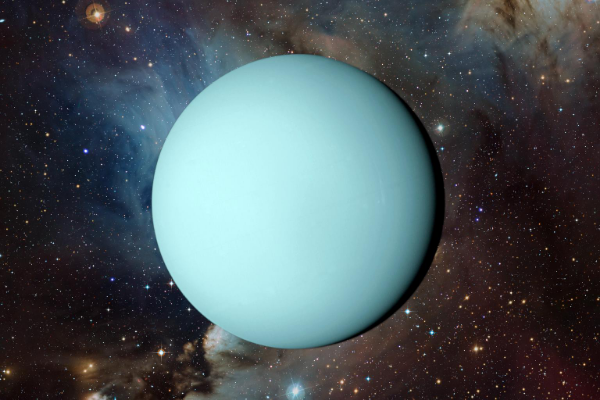 Ilustração do planeta Urano visto do espaço