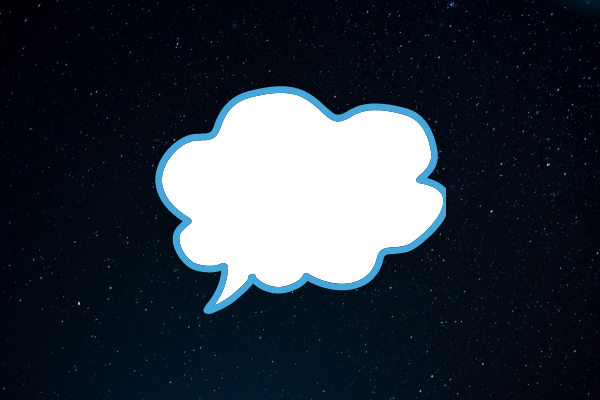 Ilustração de um balão de fala sobre o céu estrelado