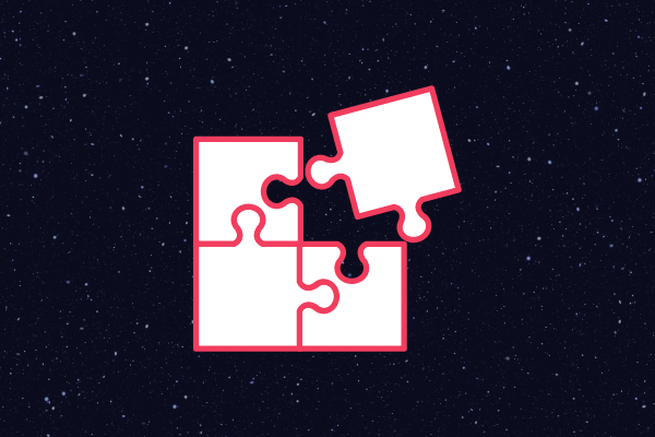 Ilustração de um quebra-cabeças sobre o céu estrelado