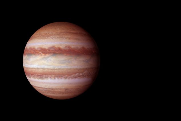 Planeta Júpiter em um fundo preto.